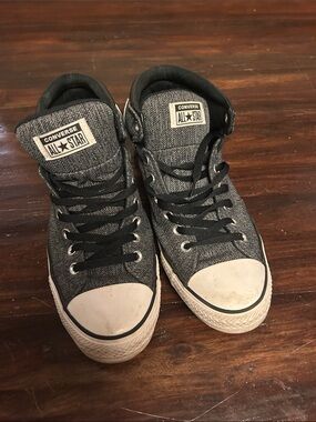 Converse Gray High-Top Sneakers with Black Laces